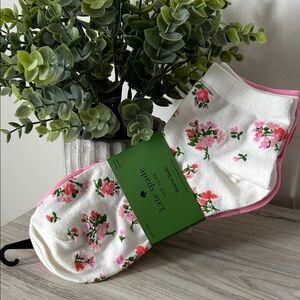 kate spade Ankle Socks with Pink Floral Print NWT
